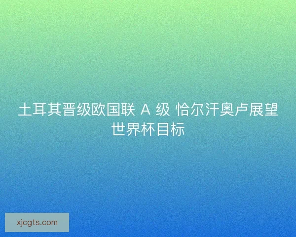 土耳其晋级欧国联 A 级 恰尔汗奥卢展望世界杯目标