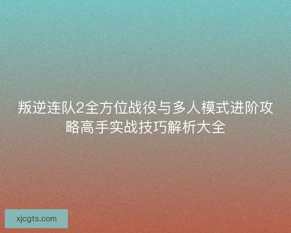 叛逆连队2全方位战役与多人模式进阶攻略高手实战技巧解析大全