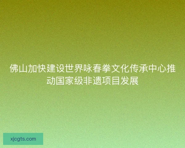 佛山加快建设世界咏春拳文化传承中心推动国家级非遗项目发展